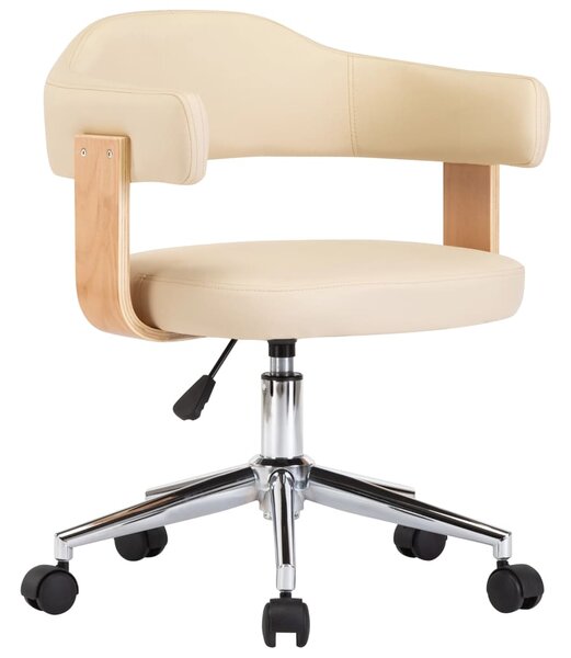 Otočná kancelářská židle Fords - ohýbané dřevo a umělá kůže | krémová