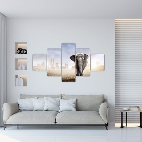 Obraz - Slůně ve velkoměstě (125x70 cm)