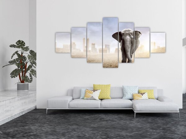 Obraz - Slůně ve velkoměstě (210x100 cm)