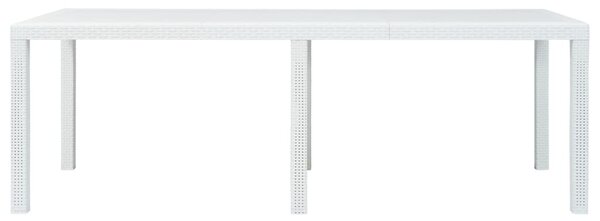 Zahradní stůl bílý 220 x 90 x 72 cm plast ratanový vzhled