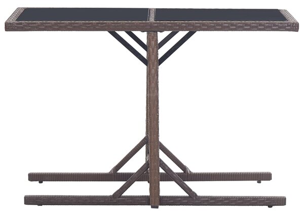 Zahradní stůl hnědý 110 x 53 x 72 cm sklo a polyratan
