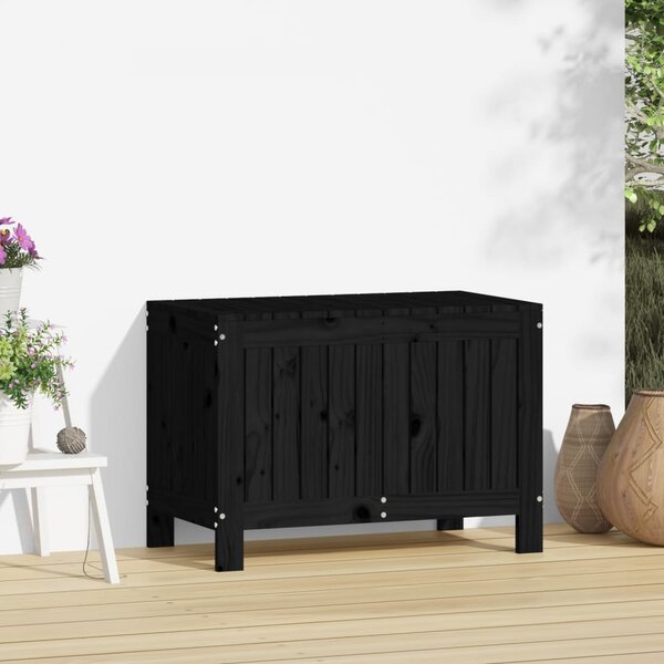 Zahradní úložný box černý 76 x 42,5 x 54 cm masivní borovice