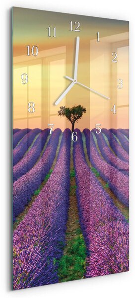 Skleněné hodiny vertikální Levandulové pole zsppb-30x60-00084514