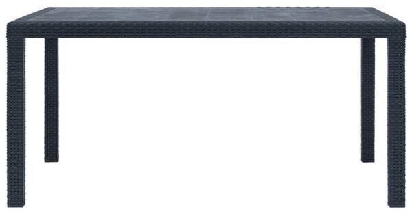 Zahradní stůl antracitový 150x90x72 cm plastový ratanový vzhled