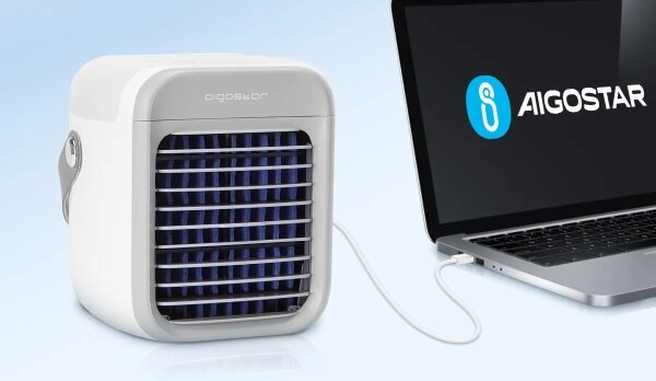 Aigostar - Přenosný ochlazovač vzduchu 8W/5V bílá