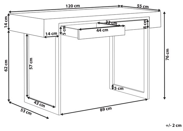Pracovní stůl VIDA Světle hnědá 120 cm 55 cm s úložným prostorem