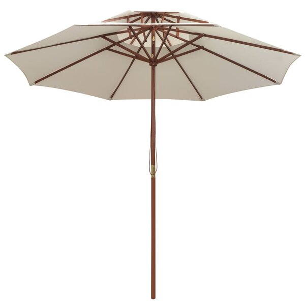 Dvoupatrový slunečník 270 x 270 cm dřevěná tyč krémově bílý