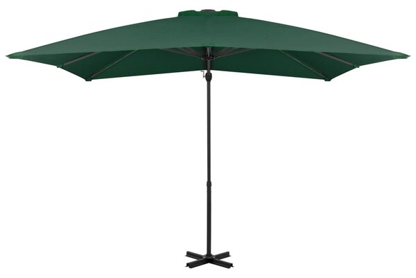 Boční zahradní slunečník s hliníkovou tyčí zelený 250 x 250 cm