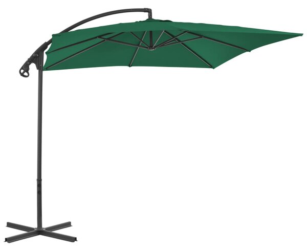 Boční zahradní slunečník s ocelovou tyčí 250 x 250 cm zelený