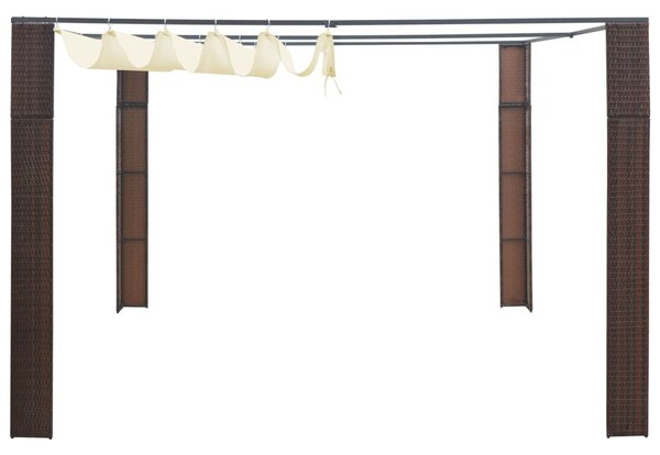 Altán se střechou polyratan 300 x 300 x 200 cm hnědý a krémový