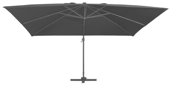 Konzolový slunečník s LED a hliníkovou tyčí 400 x 300 cm černý