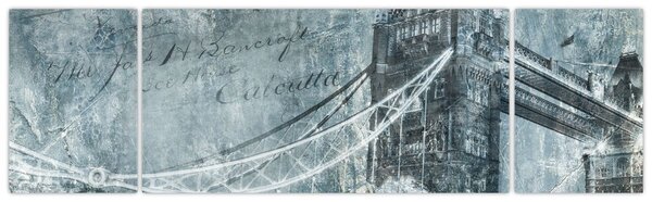 Obraz - Tower Bridge v chladných tónech (170x50 cm)