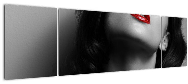 Obraz - Portrét ženy s červenou rtěnkou (170x50 cm)