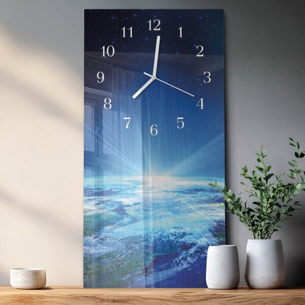 Skleněné hodiny vertikální Vesmír Země zsppb-30x60-00057812