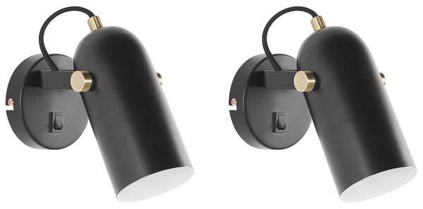 Sada 2 bodových lamp TYRIA Nastavitelná Kov Černá