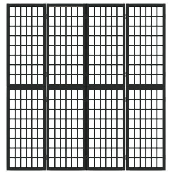 Skládací 4dílný paraván v japonském stylu 160 x 170 cm černý