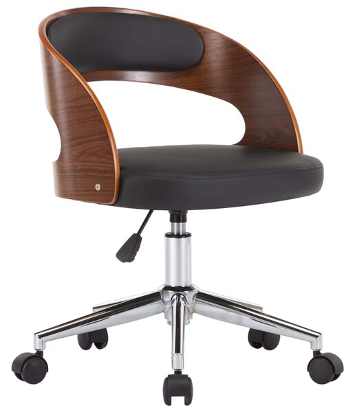 Otočná kancelářská židle Hallbury - ohýbané dřevo a umělá kůže | černá