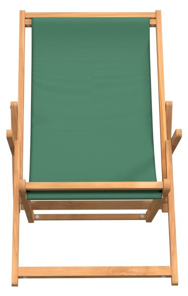 Skládací plážové křeslo masivní teakové dřevo zelené