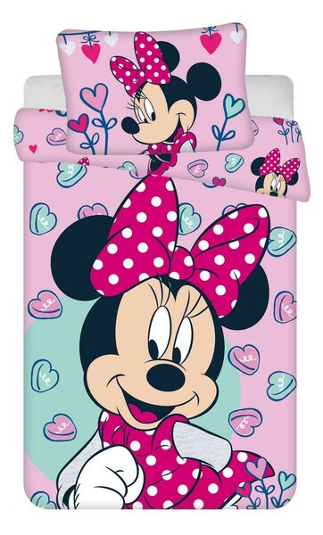 Jerry Fabrics Dětské bavlněné povlečení do postýlky Minnie pink 02 baby, 100 x 135 cm, 40 x 60 cm