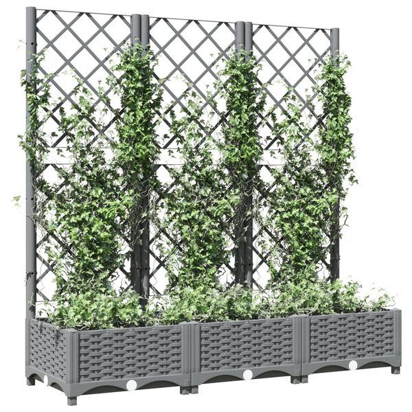Zahradní truhlík s treláží světle šedý 120 x 40 x 121,5 cm PP