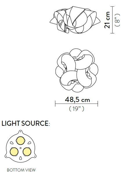 SLAMP FABCM00PRS00000000EU Fabula ceiling prisma, designové stropní svítidlo, 3x8W LED E27, prům. 48cm