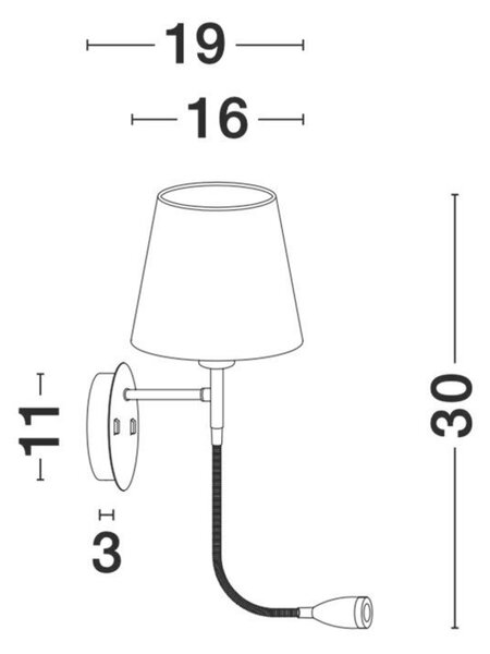 NOVA LUCE nástěnné svítidlo NIA bílý kov bílé stínidlo vypínač na těle LED 3W 3000K E14 1x5W 230V IP20 bez žárovky se čtecí lampičkou 9182371
