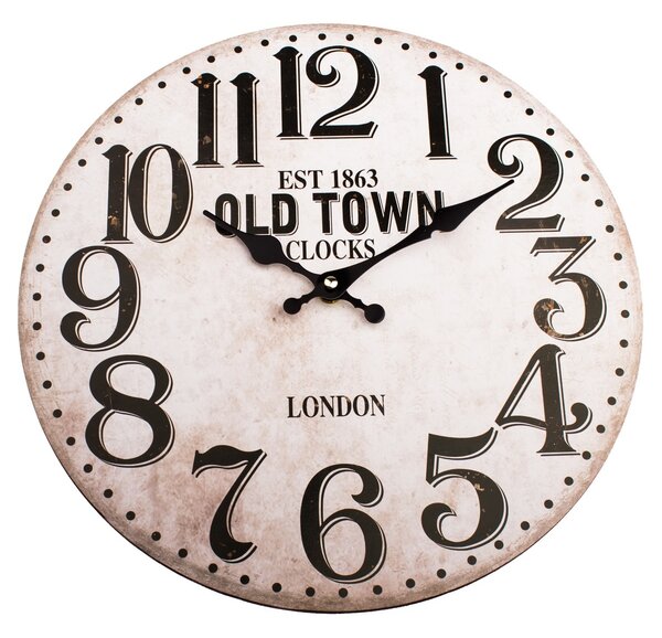 Dřevěné nástěnné hodiny Old town clock, pr. 34 cm
