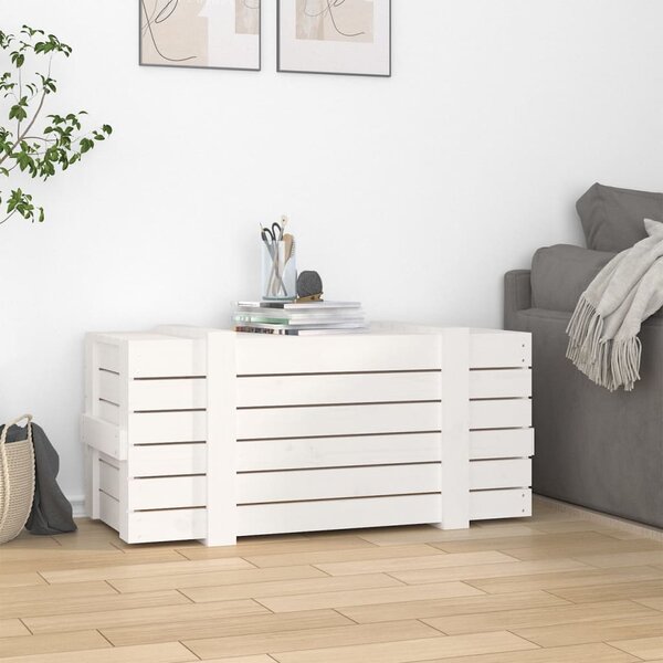 Úložný box bílý 91 x 40,5 x 42 cm masivní borové dřevo