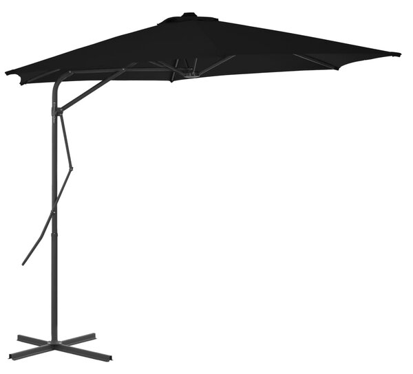 Zahradní slunečník s ocelovou tyčí černý 300 x 230 cm