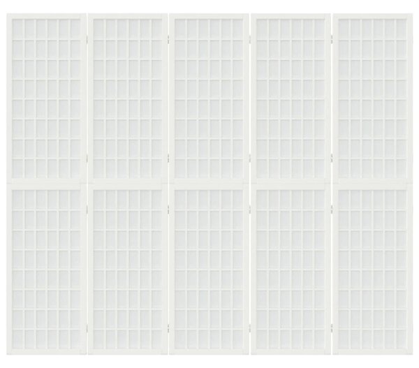 Skládací 5dílný paraván v japonském stylu 200 x 170 cm bílý