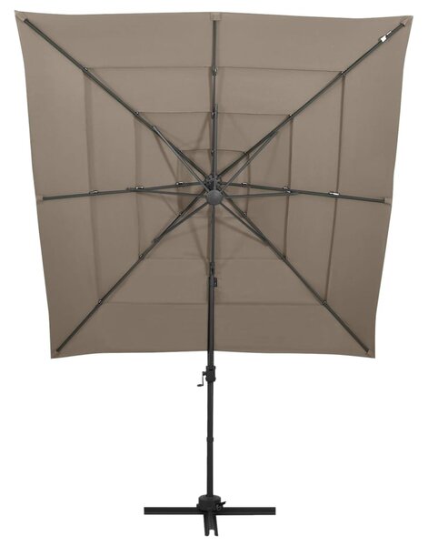 4stupňový zahradní slunečník s hliníkovou tyčí taupe 250x250 cm