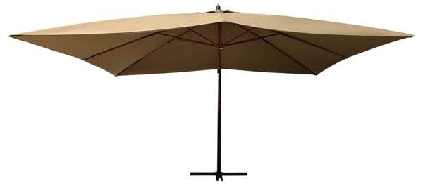 Boční zahradní slunečník s dřevěnou tyčí 400 x 300 cm taupe