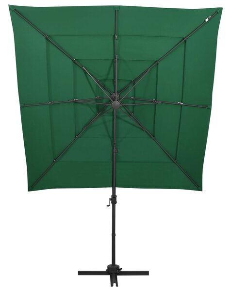 4stupňový zahradní slunečník hliníková tyč zelený 250 x 250 cm