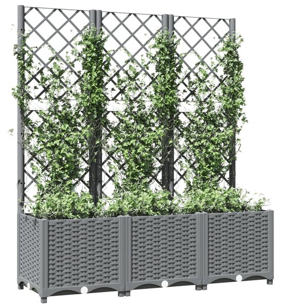 Zahradní truhlík s treláží světle šedý 120 x 40 x 136 cm PP