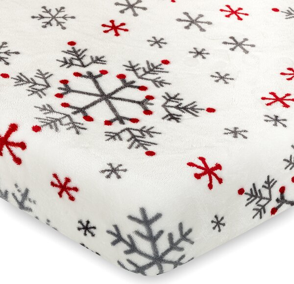 Vánoční prostěradlo mikroflanel Snowflakes, 180 x 200 cm