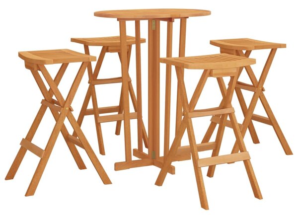 5dílný skládací barový set masivní teakové dřevo