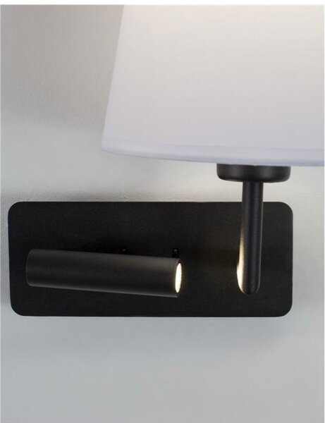 NOVA LUCE nástěnné svítidlo SAVONA bílé stínidlo a černý hliník nastavitelné - vypínač na těle LED Samsung 3W 3000K E27 1x12W 230V IP20 bez žárovky čtecí lampička 9919151