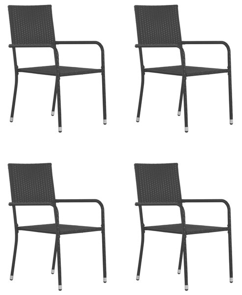 5dílný zahradní jídelní set polyratan černý