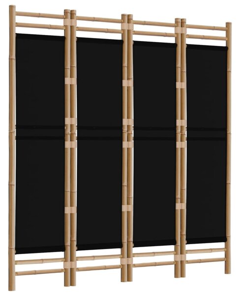 Skládací 4panelový paraván 160 cm bambus a plátno