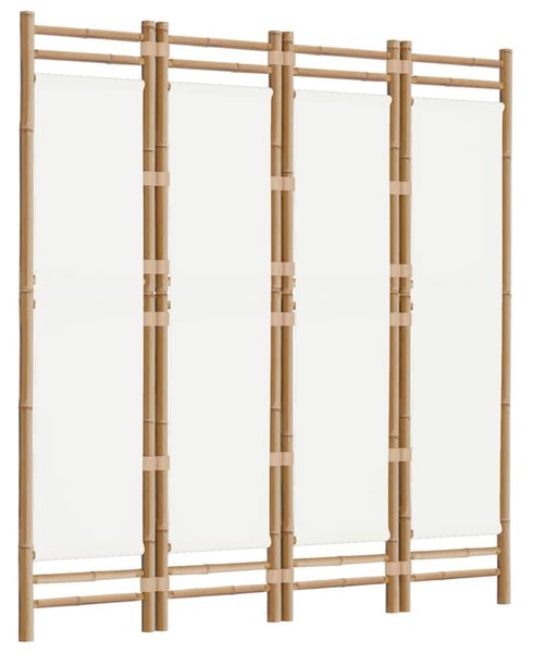 Skládací 4panelový paraván 160 cm bambus a plátno