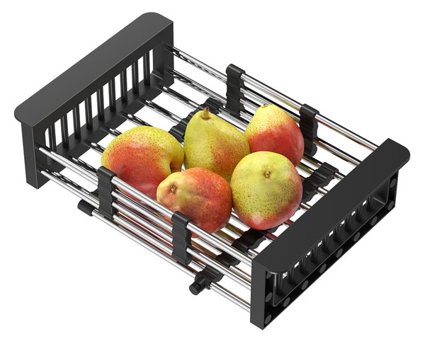 Nastavitelný košík do dřezu černý/nerezový QUADRON B3821_BL