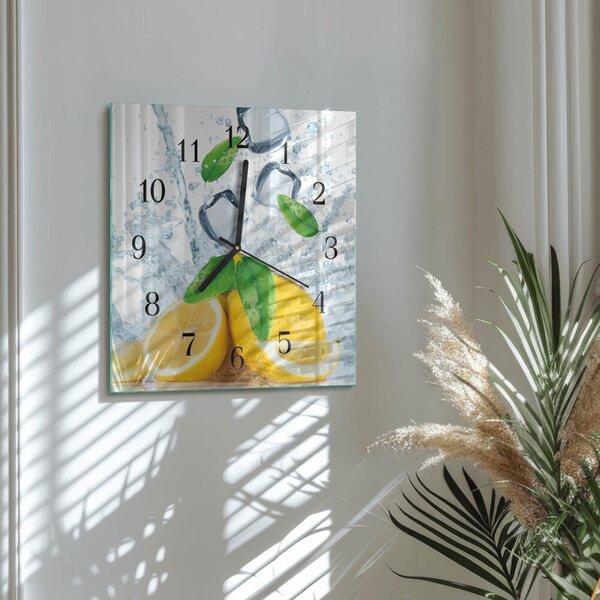 Skleněné hodiny na stěnu Citronová zskc-30x30-00181316