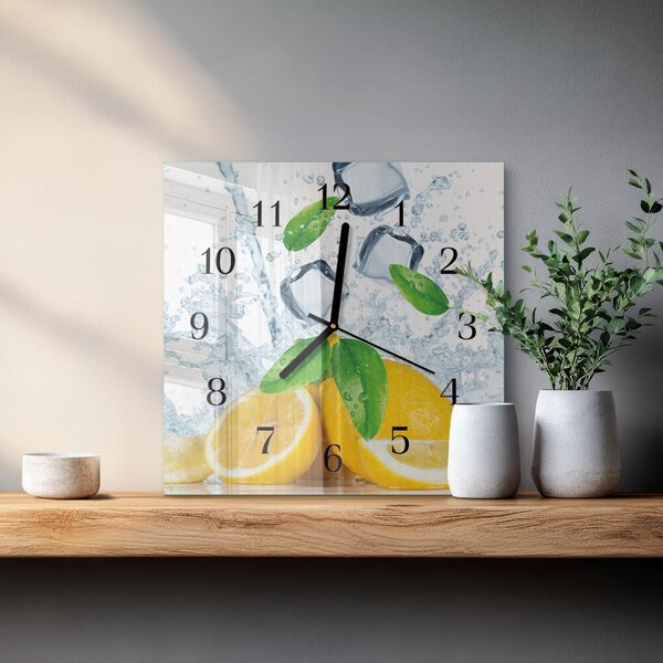 Skleněné hodiny na stěnu Citronová zskc-30x30-00181316