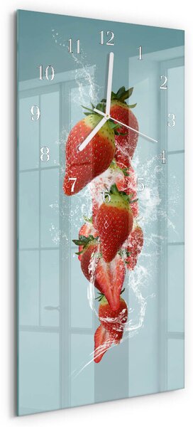 Skleněné hodiny vertikální Jahoda zsppb-30x60-00080682