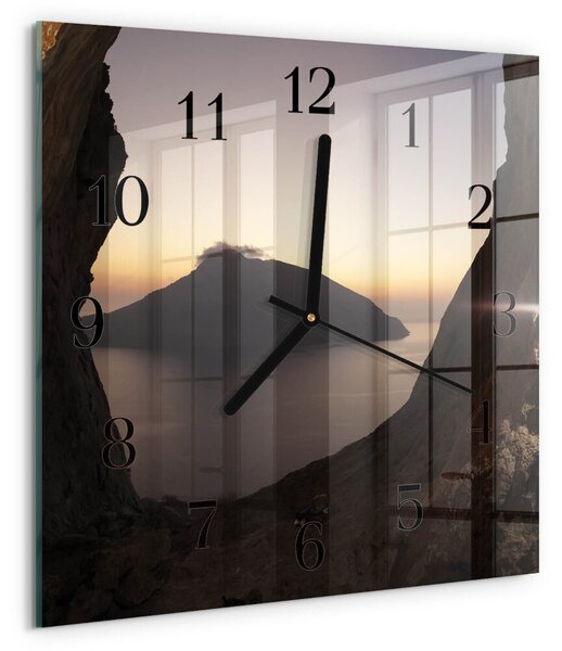 Skleněné hodiny na stěnu Oceánská hora zskc-30x30-00177672