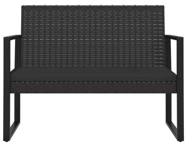 Zahradní lavice s poduškami černá 106 cm polyratan