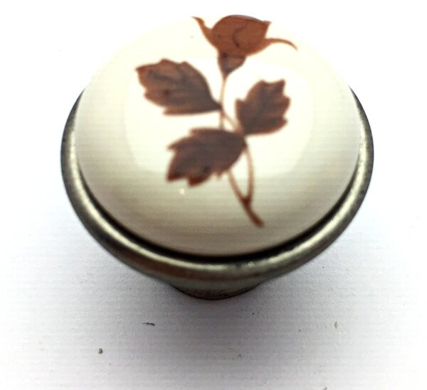 Interex TOSCA nikl patina/ porcelán s lístkem 30 mm
