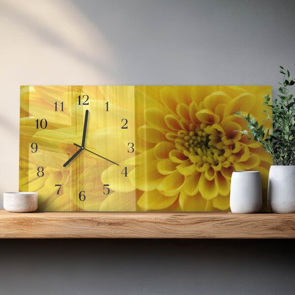 Skleněné hodiny horizontální Chryzantéma zsppc-60x30-00295323