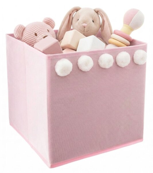Úložný box Pompoms, 29x29x29 cm, růžová
