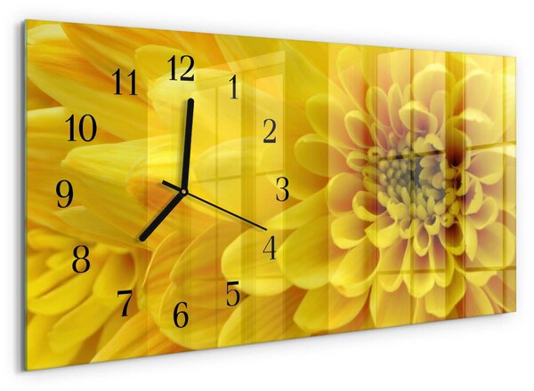 Skleněné hodiny horizontální Chryzantéma zsppc-60x30-00295323